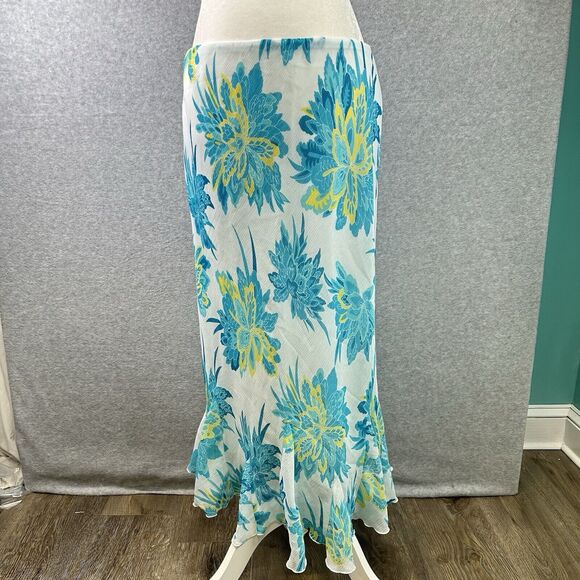 Vtg. Cato Maxi Skirt Floral Print 90s Y2K Fairy Cottage Sheer Sz. M Ruffled‎ Hem - Picture 2 of 10